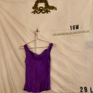 Purple silk ECI top with snaps to hide bra size 2